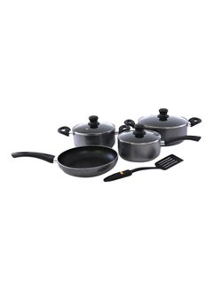 Buy 8-Piece Glass Cookware Set Black/Clear Fry Pan 24, Saucepan 18, Small Casserole 20, Big Casserole 24cm in UAE