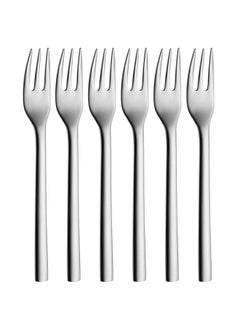 Buy 6-Piece Nuova Cake Fork Set Silver 6x16cm in UAE