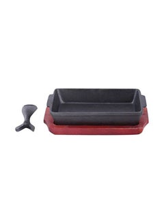 Buy Cast Iron Rectangular Sizzler Tray Black 20.7x13cm in UAE