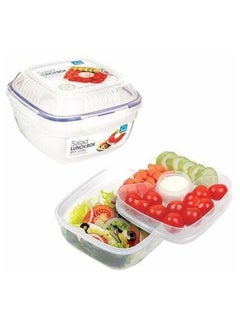 Buy Salad Lunch Box With Lid Clear 18.9x18.9x11.9cm in Egypt