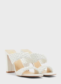 Buy Slip-On High Heeled Sandals White in UAE