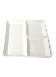 Buy Elegant Serving Rectangle Divided Plate White 23x26cm in Saudi Arabia