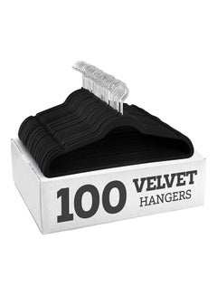 اشتري 100-Piece Non-Slip Velvet 360 Degree Swivel Hangers Set Black في الامارات