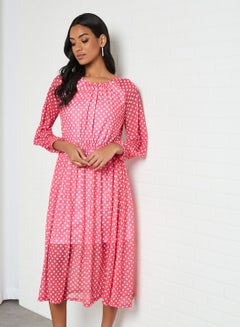 Buy All-Over Polka Dot Print Dress Multicolour in UAE