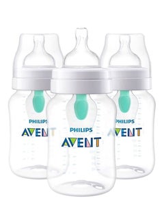 Buy Anti-Colic Baby Feeding Bottles Set With Air-Free Vent, Ultra Soft Nipple, Pack Of 3, 260 ml - Clear in UAE