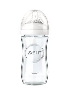 Buy Avent Natural Glass Anti-Colic Feeding Bottle - Clear/White in UAE