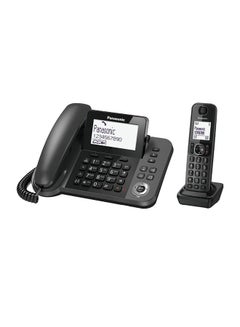 Buy DECT Corded And Cordless Phone With Stand Black in UAE