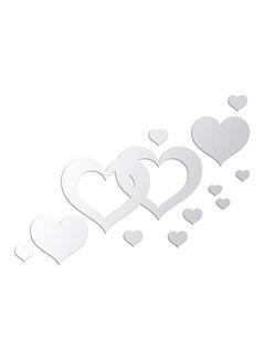 Buy 12-Piece Heart Shape Wall Sticker Set Silver 52 x 75cm in UAE