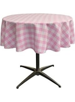 Buy Poly Checked Round Tablecloth Pink/White 58 x 58 x 0.1inch in Saudi Arabia