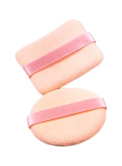 Buy 2-Piece Powder Puff Set Pink 5.5x4.5cm in Saudi Arabia