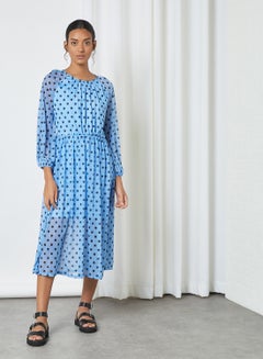 Buy All-Over Dot Print Dress Blue in Saudi Arabia