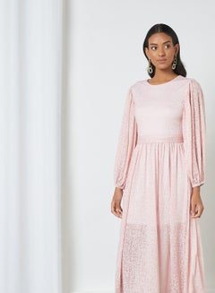 Buy Puffed Sleeve Dress Pink in Saudi Arabia