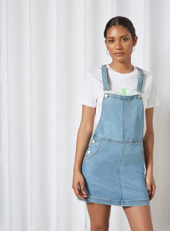 Buy Denim Dungaree Dress Mid Blue in Saudi Arabia