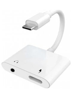 Buy Plug and Play 2 in 1 Universal Type C To 3.5mm Headphone Jack and Charging Adapter White in Saudi Arabia