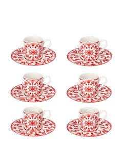 Buy 12-Piece Coffee Set Red 36x15x7centimeter in Saudi Arabia