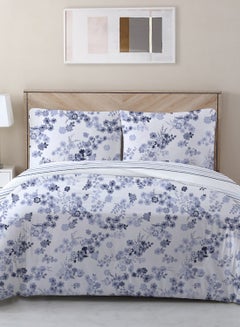 Buy Comforter Set King Size All Season Everyday Use Bedding Set 100% Cotton 3 Pieces 1 Comforter 2 Pillow Covers  Floral Blue Cotton Floral Blue in UAE