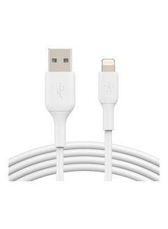 اشتري مجموعة كابل لايتنينج (كابل بوست تشارج لايتنينج إلى USB لأجهزة آيفون وآي باد وآيربودز) معتمد من MFi بطول 1 متر من قطعتين أبيض في السعودية