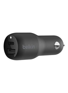 Buy Belkin Usb C Car Charger, 32W 2 Port With 20W Usb-C Power Delivery Pd And 12W Usb-A Charger For IPhone 13, 12, 11, Pro, Pro Max, Mini, IPad, AirPods, Galaxy S21, S20, Note 20, Tab And More, Standalone Black in Saudi Arabia