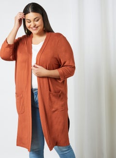 Buy Plus Size Pocket Cardigan Arabian Spice in UAE