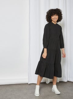 Buy Tiered Midi Dress Black in Saudi Arabia