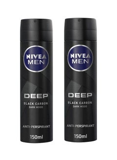 Buy Men Deep Black Carbon, Antiperspirant For Men, Spray 150ml, Pack of 2 150ml in UAE