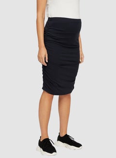 Buy Maternity Draped Midi Skirt Black in Saudi Arabia