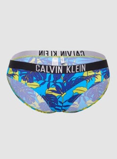 Buy Plus Size Tropical Print Bikini Bottom Blue in UAE