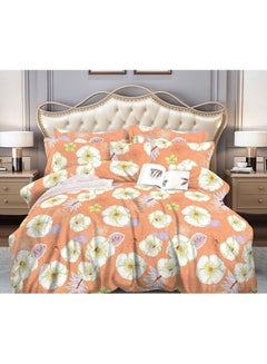 Buy 4-Piece Double Size Comforter Set Fabric Orange in UAE