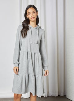 Buy Dale Hooded Dress Light Grey Melange in UAE