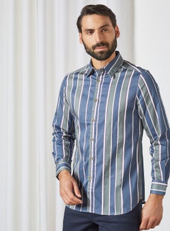 Buy Striped Shirt Blue in Saudi Arabia