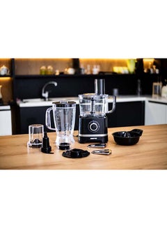 Buy 10-IN-1 Food Processor| Transparent Jars with Stainless Steel Blades for Blending, Slicing, Shredding, Cutting, Chopping, Whisking, and More| Unique Detachable Attachments, Stainless Steel Housing and Rich in Design| 2 Speed Control with Pulse 800.0 W GSB5487 Black in UAE