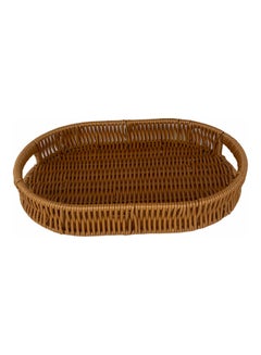 Buy Oval Artificial Bamboo Tray Brown 29x19cm in Saudi Arabia