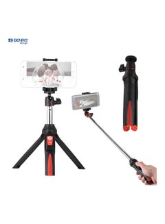 Buy Handheld Extendable Mini Tripod Selfie Stick With Remote Control Shutter Black/Red in Saudi Arabia
