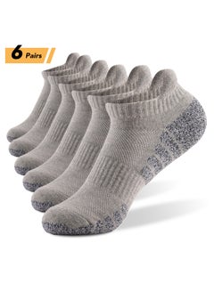 Buy Set Of 6 Pair Of Athletic Anti-Skid Low-Cut Socks Light Grey in Saudi Arabia