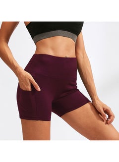 Buy High Waist Running Workout Shorts Purple in Saudi Arabia