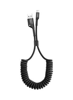 Buy Coiled USB A to Lightning Cable Spring Retractable Charging Cord Fast Charge and Data Sync for iPhone 13/12/11 Pro/X/iPad/iPod and More Black in Egypt