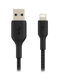 Buy Braided iPhone Charging Cable, USB A To Lightning Cable (Boost Charge To USB For iPhone, iPad, Airpods) MFI-Certified Apple Cable, (3 M) Black in UAE