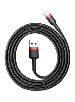 Buy USB to Lightning Charging Cable Cafule Nylon Braided High-Density Quick Charge Compatible for iPhone 13 12 11 Pro Max Mini XS X 8 7 6 5 SE iPad (1 Meter, 2.4 A) Black/Red in Saudi Arabia