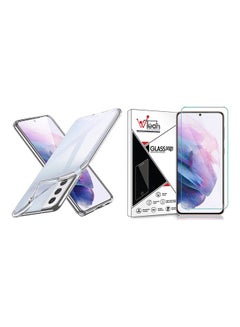 Buy Protective Case Cover with Tempered Glass Screen Protector for Samsung Galaxy S21 Plus Clear in Saudi Arabia
