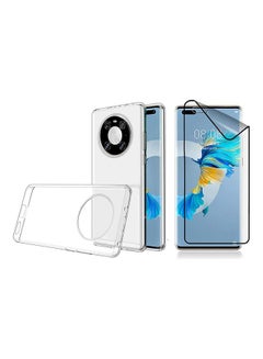 Buy Protective Case Cover with Tempered Glass Screen Protector for Huawei Mate 40 Pro Clear in Saudi Arabia