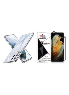 Buy Protective Case Cover with Tempered Glass Screen Protector for Samsung Galaxy S21 Ultra Clear in Saudi Arabia