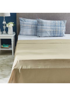 Buy Wellington Solid Flat Sheet Cotton Beige 260x240cm in UAE