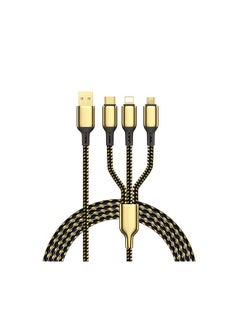 اشتري كابل بيانات 3 في 1 USB إلى Type-C/ Lightning/ Micro بقوة 20 وات ذهبي في السعودية