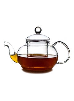 اشتري Glass Tea Maker Pot With Filter Transparent 600مل في السعودية