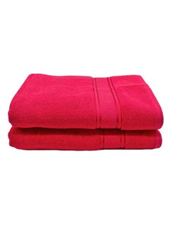 Buy 2-Piece Cotton Bath Towel Set Red 70x140cm in UAE