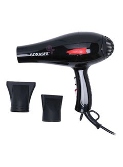 Buy Powerful Hair Dryer With 3 Heat And 2 Airflow Speed  Setting, Motor With Cold And Hot Wind, Cool Shot Function For Frizz Free Shine With Detachable Cap For All Hair Types Black in Saudi Arabia