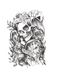 Buy Skull Body Art Temporary Tattoo Sticker Black in UAE