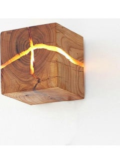 Buy Creative Wooden Bedside Aisle Decorated Small Cracked Wooden Wall Light Brown in Saudi Arabia