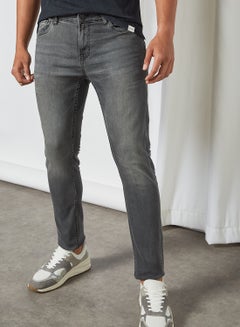 Buy Skinny Fit Jeans Grey Denim in Saudi Arabia