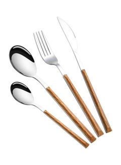 Buy 4-Piece Basic Flatware And Cutlery Set Brown in Saudi Arabia